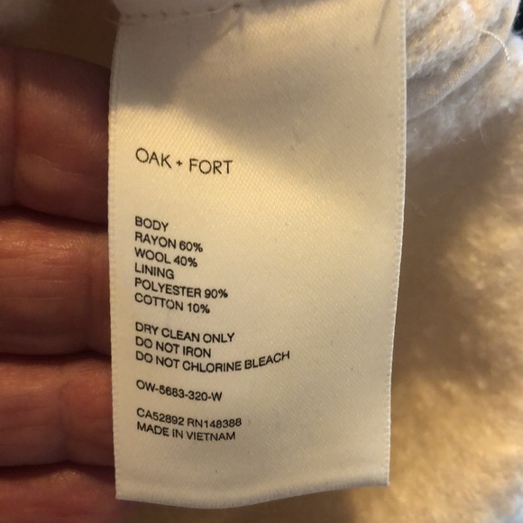 OAK & FORT Thick Rayon Wool Blend Long Sleeve Pointed Collar Button Down Shacket - Picture 13 of 15